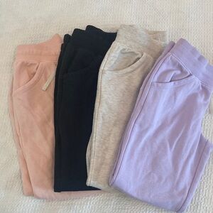 Kids Cozy Cuffed Joggers Set of 4- Pink, Black, Oatmeal, and Lilac